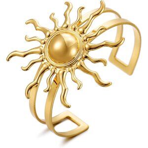 Gold Starfish/Sun Cuff Bracelet for Women Summer Beach Bracelet Adjustable State